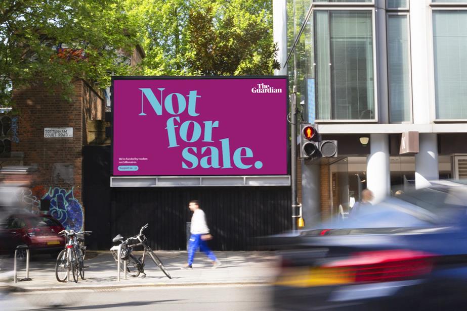 An outdoor mock-up of The Guardian's new campaign