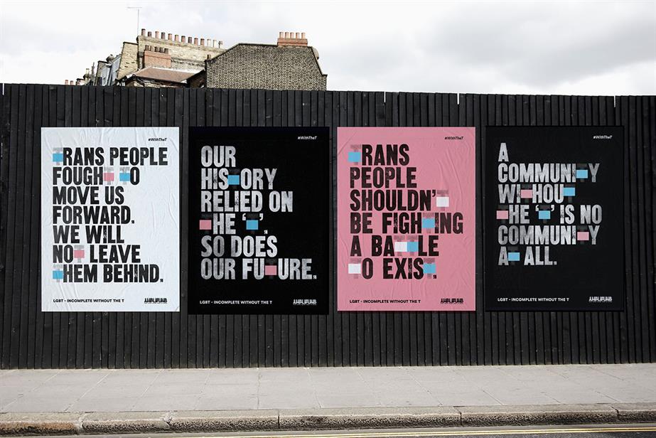 'Incomplete Without the T' campaign posters on a wooden fence 