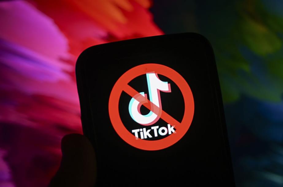 TikTok logo with red forbidden sign over it