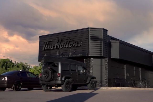 Tim Hortons: the Canadian coffee store blacked out premises to promote Dark Roast brew
