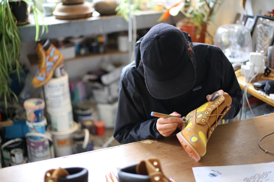 Designs will be illustrated onto Timberland shoes at the one-day pop-up