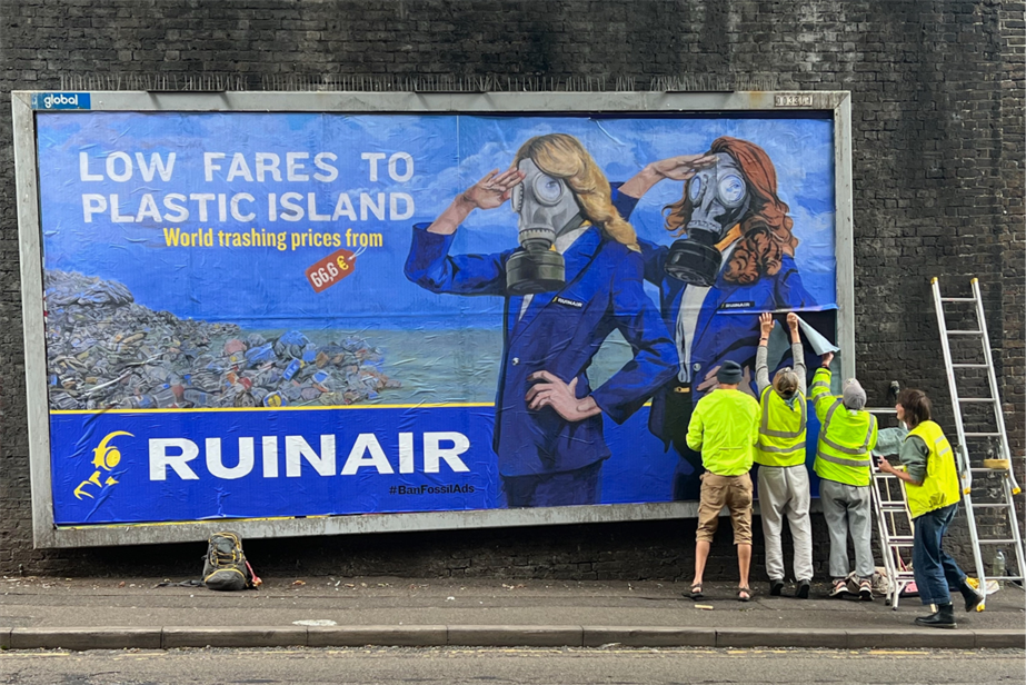 Brandalism highjacks billboard to criticse Ryanair advertising 
