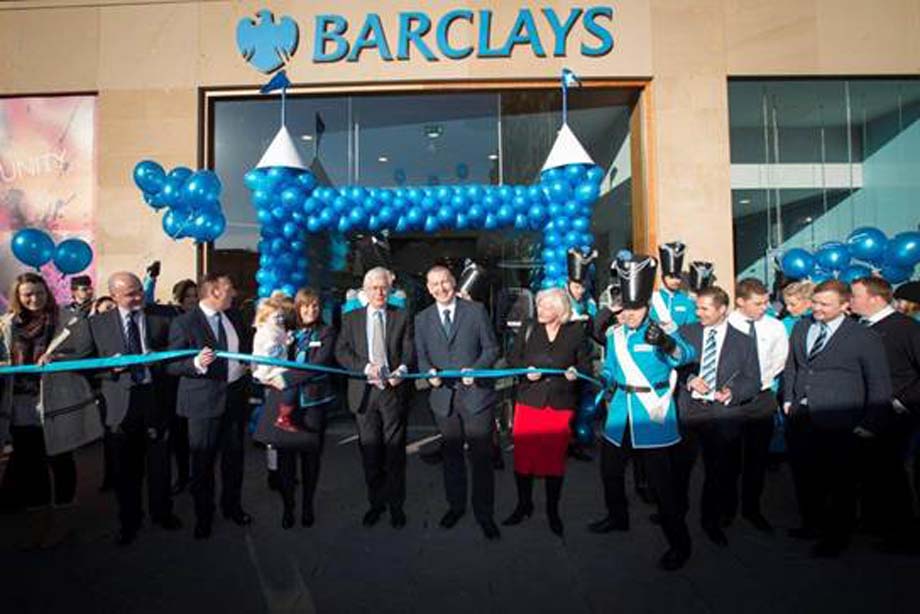 The Manchester Barclays store launch feature the Premier League trophy and entertainment