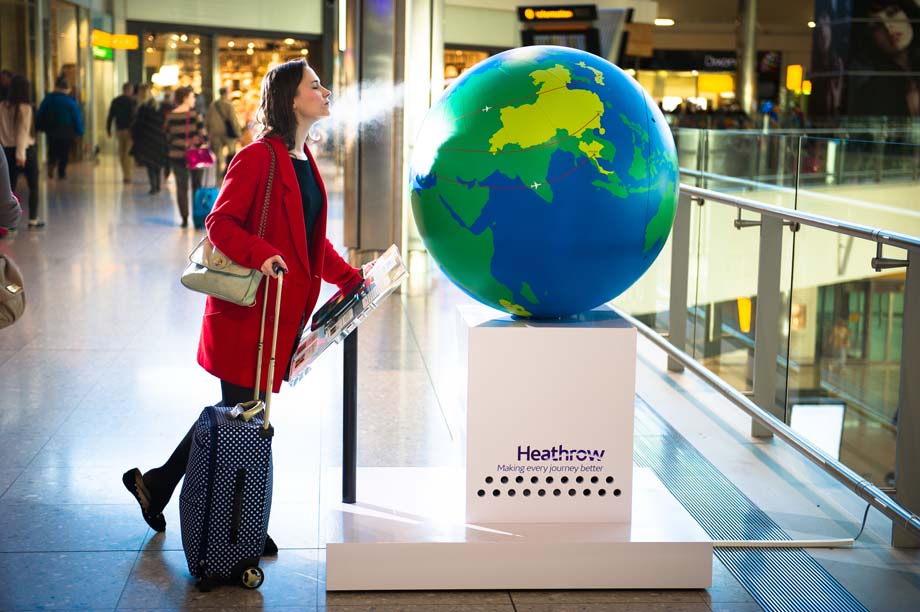 Heathrow's scent globe created by Design in Scent