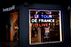 Cycling fans celebrate Tour de France at Le Coq Sportif's flagship store