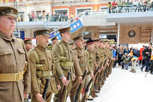 'Soliders' from the Khaki Chums regiment in Waterloo station