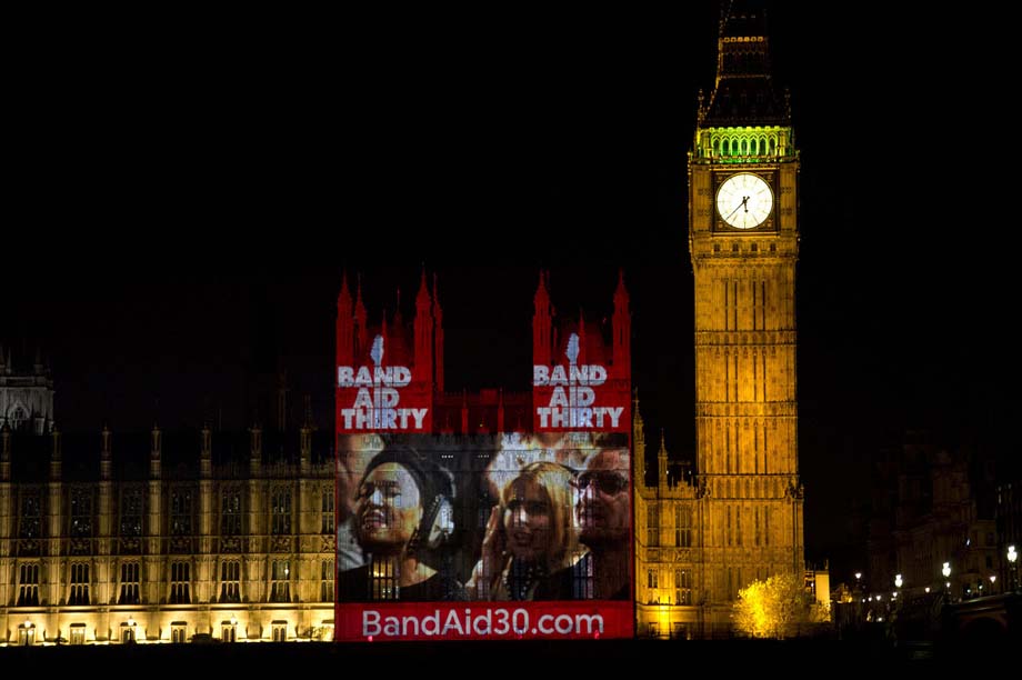 Band Aid 30's projection in London