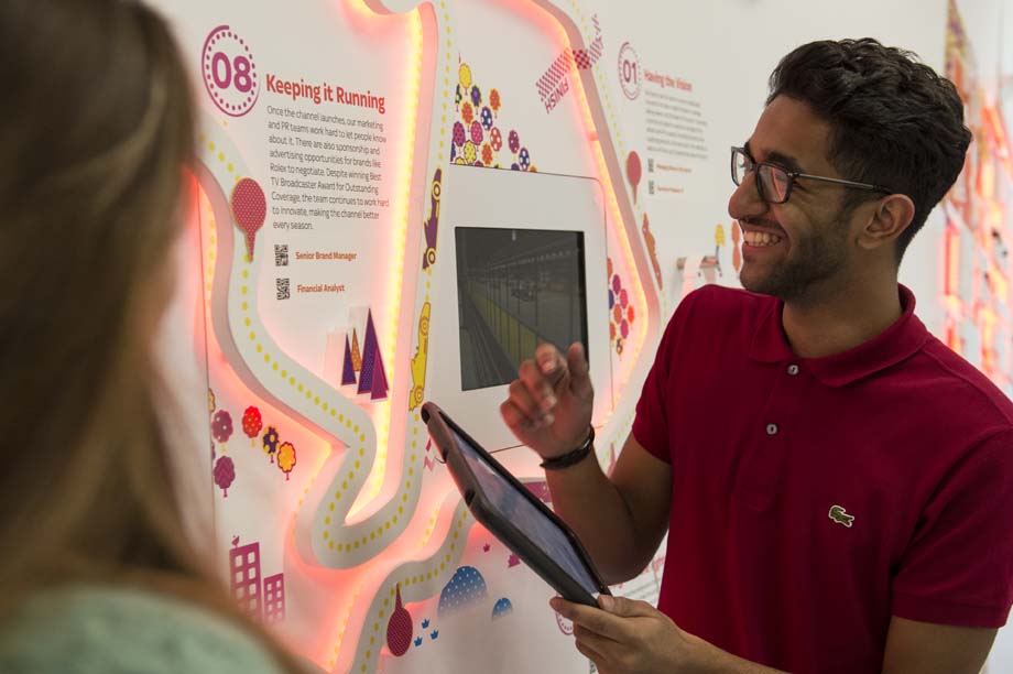 The Sky Academy Careers Lab features an interactive wall