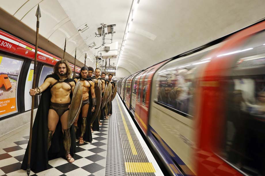 The Spartan army at London's Holborn Underground station