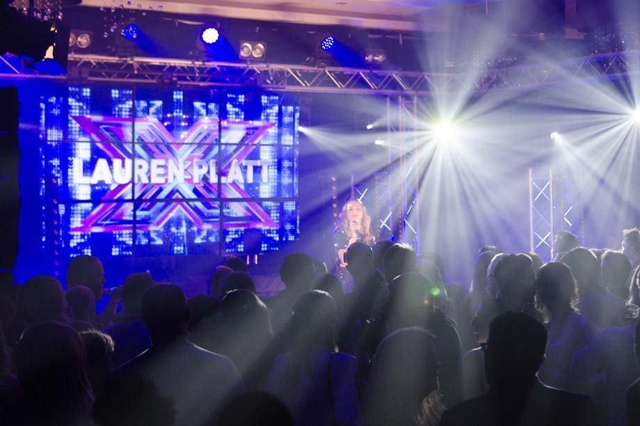 X Factor 2014 contestant Lauren Platt sings to VIP final guests