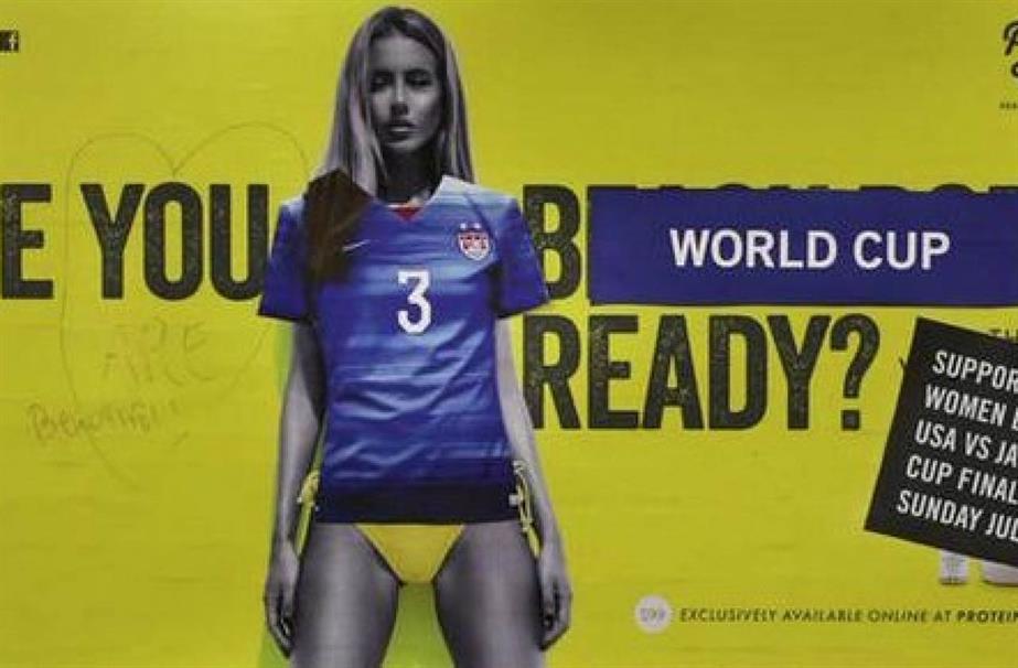 Protein World: The controversial ad was defaced in New York City's Union Square Station