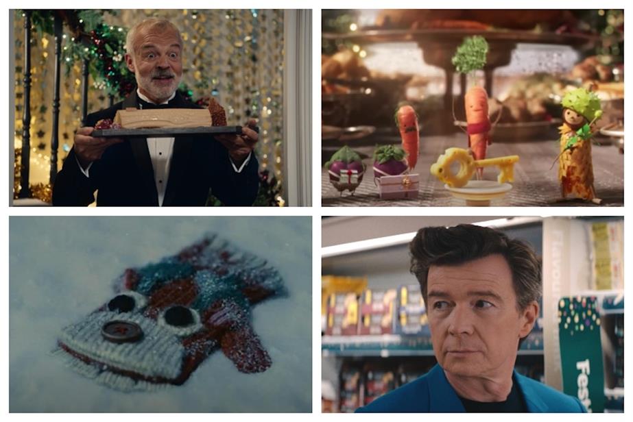 Stills from Waitrose, Aldi, M&S and Sainsbury’s Christmas ads