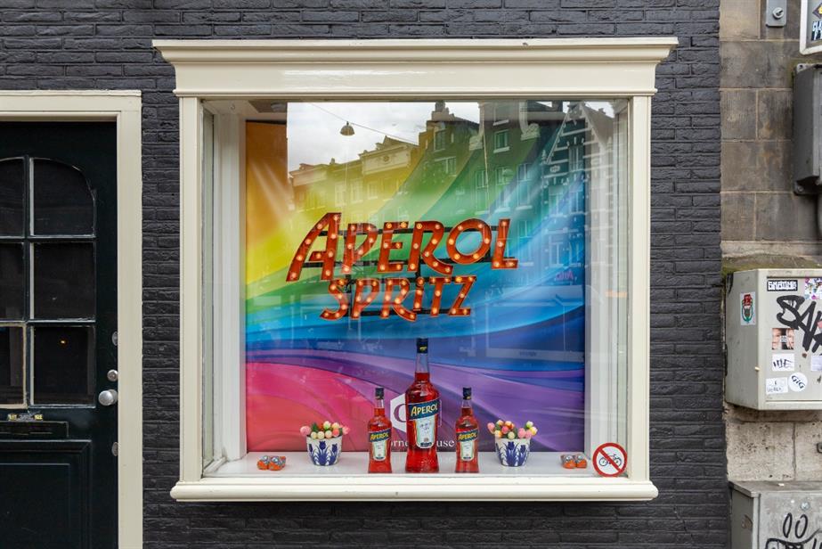 Aperol Spritz window display.