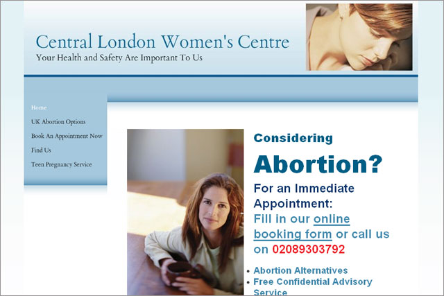 Central London Women’s Centre: censured by the ASA for misleading users