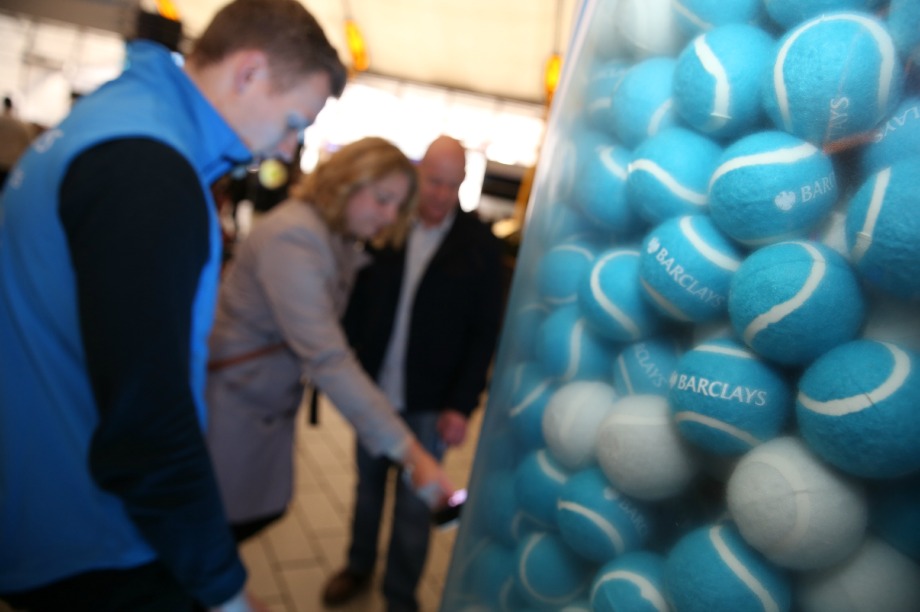 Barclays customers can pick up a special blue ball to gain access to rewards