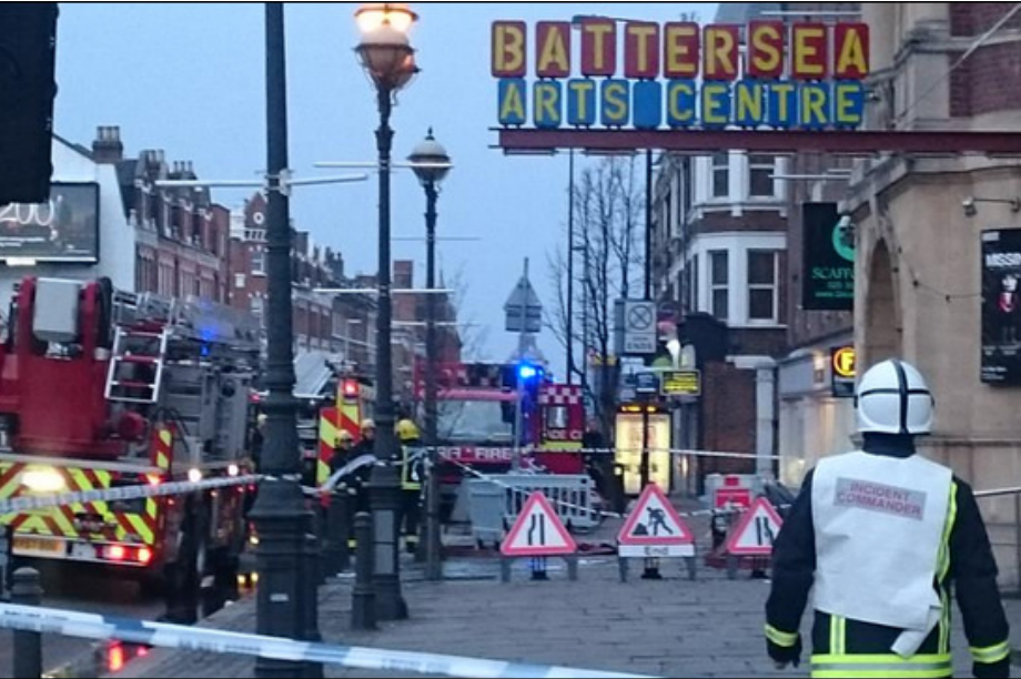 A fire began at the Grade II-listed venue in Battersea last Friday (@kjnorbury)