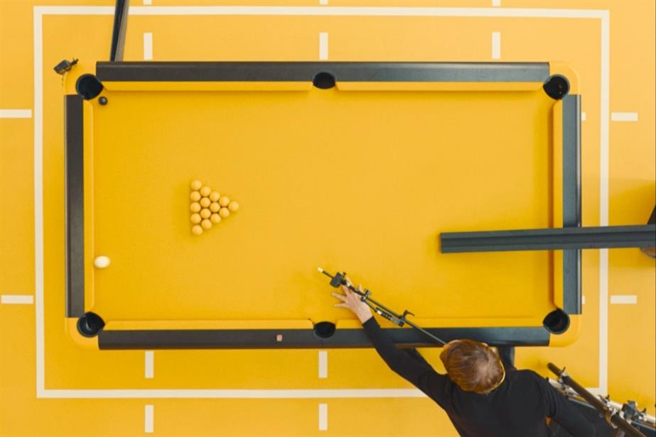 Yellow snooker table