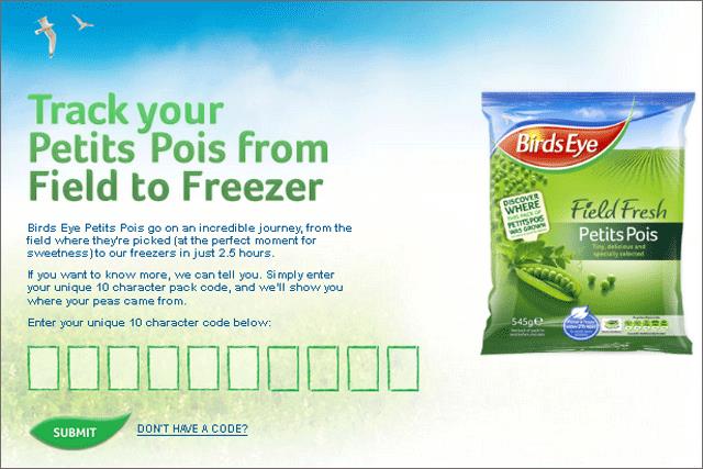 Birds Eye: launches Facebook app for tracking origins of packs of peas