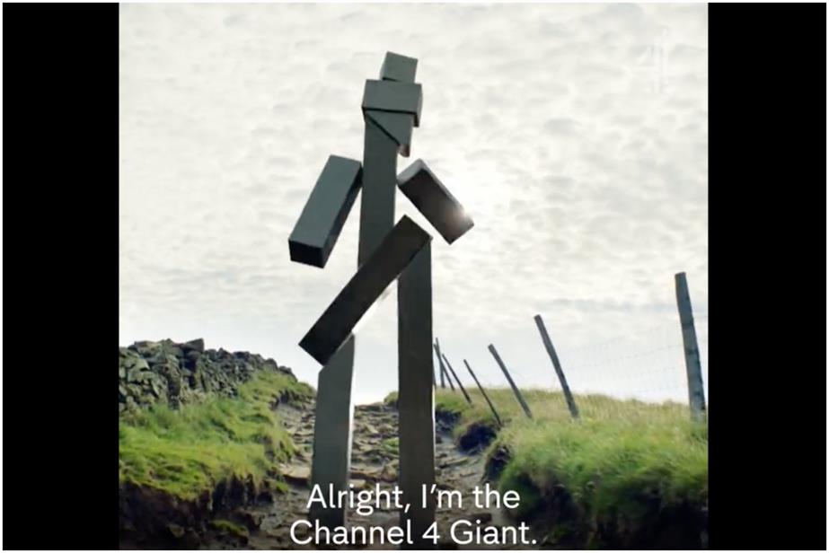Channel 4 giant walking up a hill