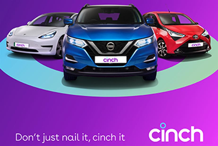 Image of Cinch ad with three cars and the wording 'Don't just nail it, cinch it' and the company logo below