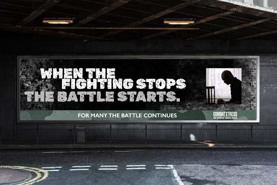 Combat Stress: mock up of the out-of-home poster work for Mental Health Week