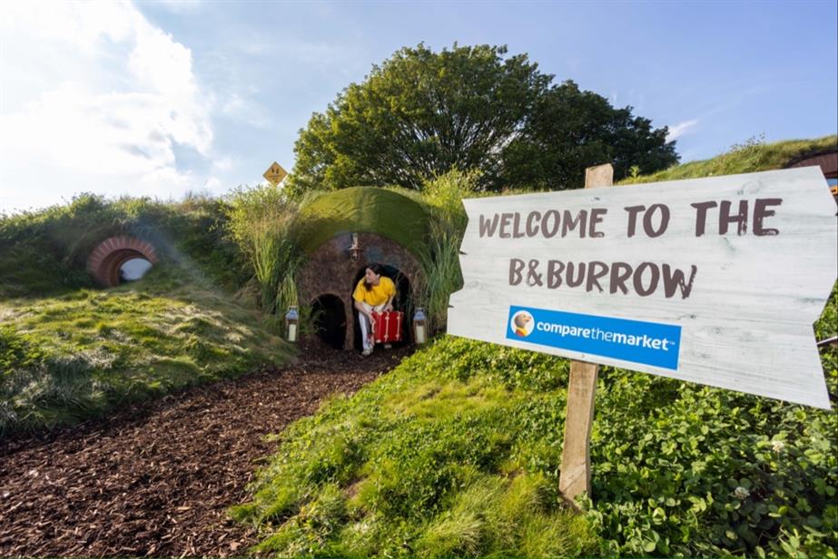 B&Burrow underground houses with comparethemarket sign