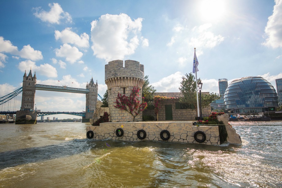 The island was moored at Butler's Wharf Pier for a VIP party