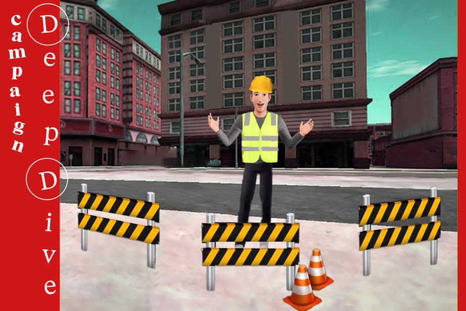 Mock-up image of Mark Zuckerberg as a road worker