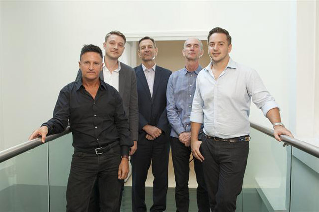 In partnership: from left, Malcolm Green, Stephen Wise, Mark Lund, Greg Delaney and Tom Maverley