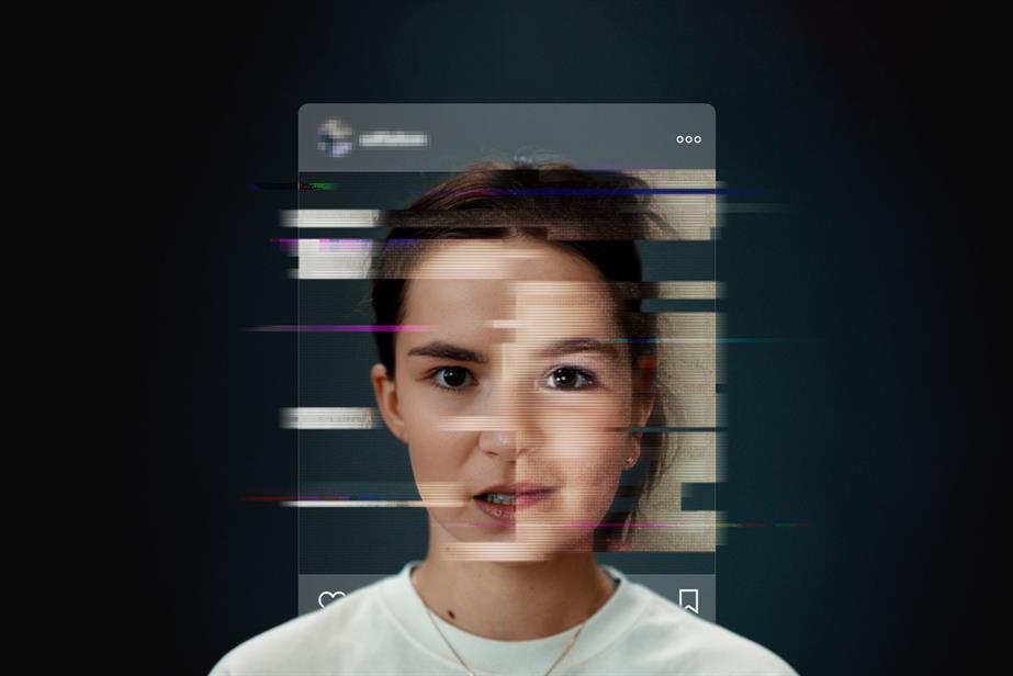 Still from DT ad showing an image of a young girl blurred on a screen