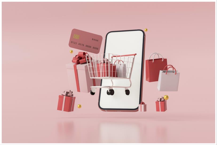 eCommerce trolley and shopping concept