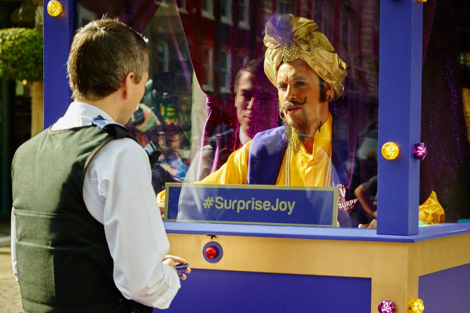 Freddie Flintoff dressed as a genie and gave away personalised prizes