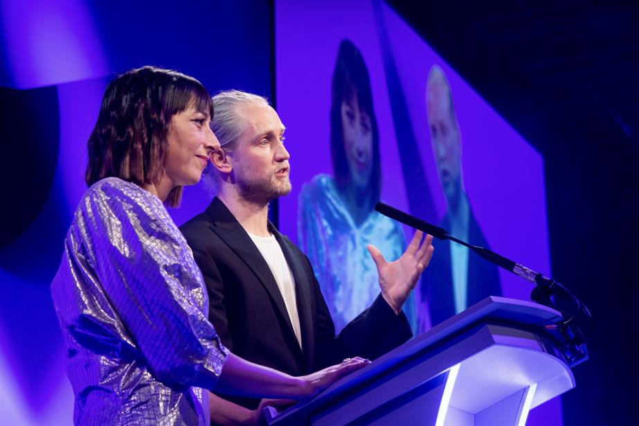 Shelley Smoler and Felix Richter on stage at the Campaign Big Awards