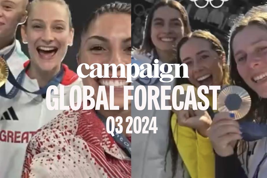 composite image of Olympic gold medallists, all women with words: 'Campaign Global Forecast q3 2024' overlaid