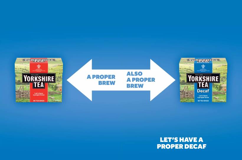 yorkshire tea boxes on blue background