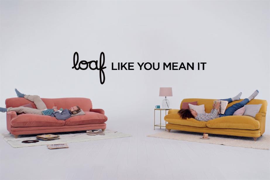 People stretched out on sofas with the text 'Loaf like you mean it'