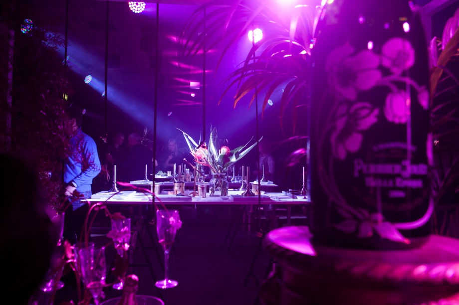 Guests sampled glasses of Perrier-Jouët as they created their colour-changing flowers