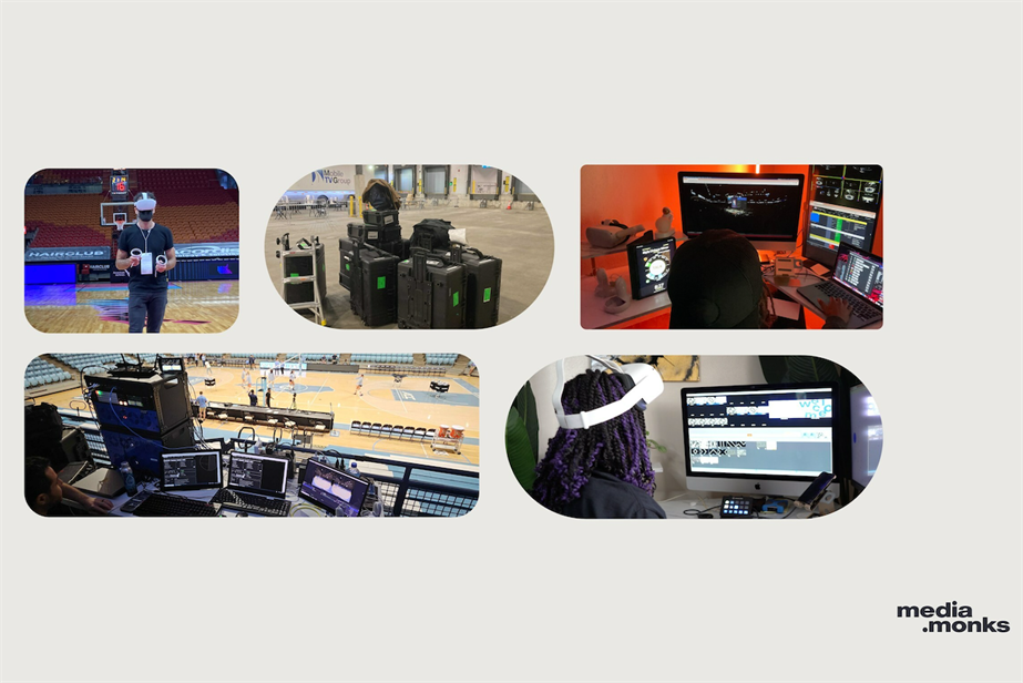 Collage of images showing MediaMonks employees working with AI software