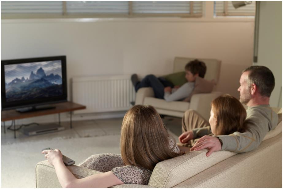Family watching TV