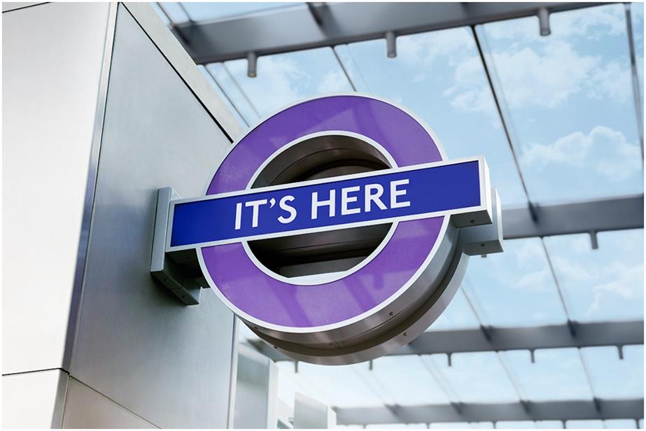 TfL roundel with text reading: 'It's here'