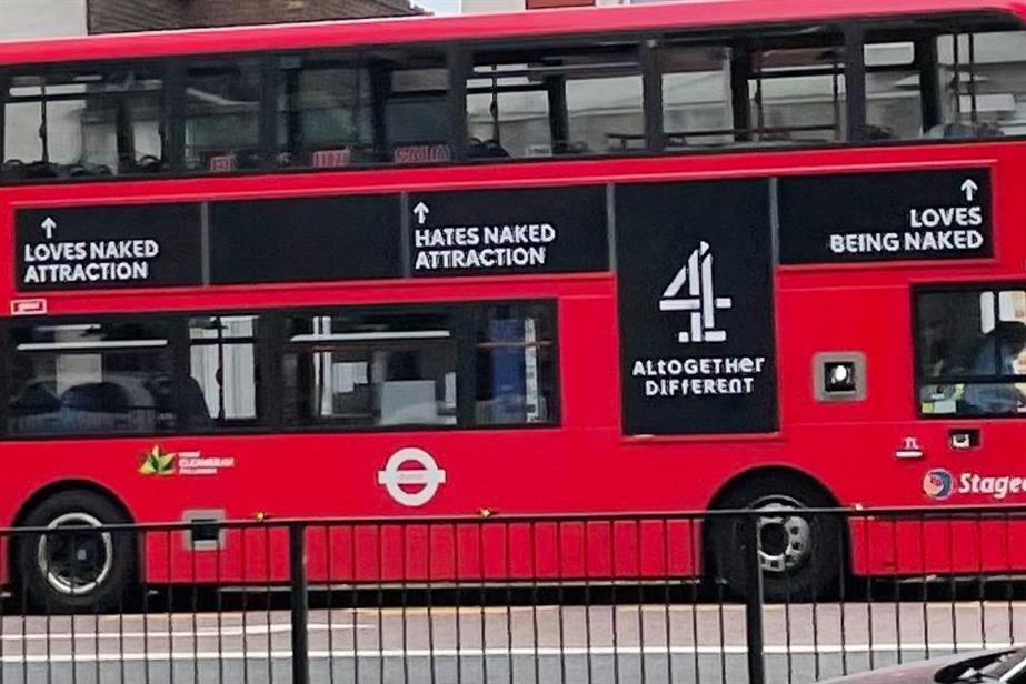Naked Attraction: ad for Channel 4 show was seen on a London bus (Photo: Tracey King @tkingdot)
