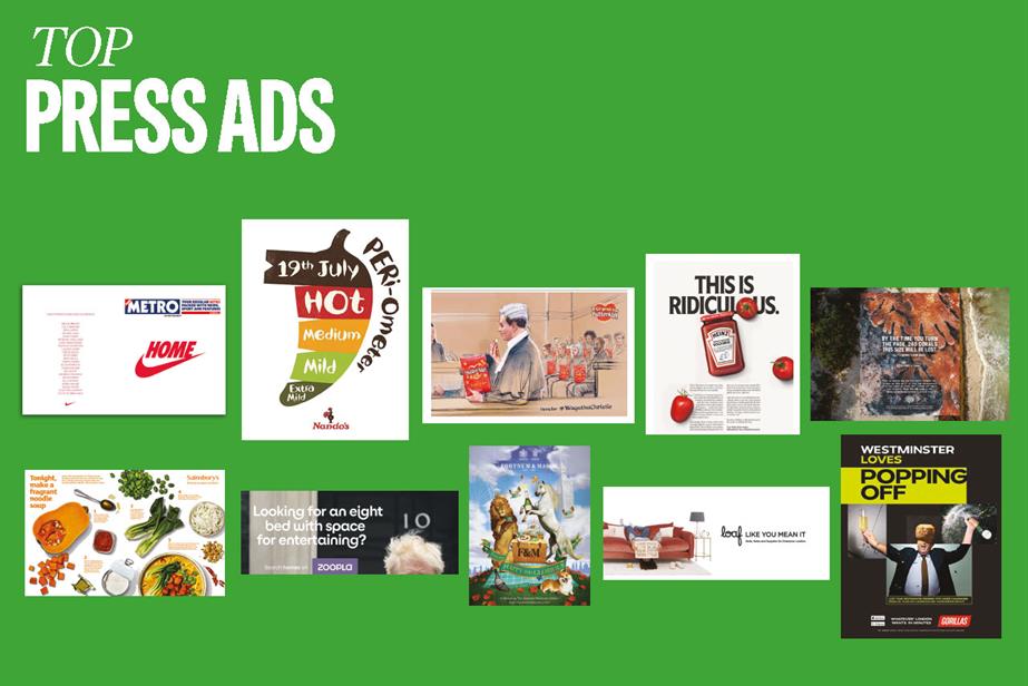 Composite image of Top Press Ads in two rows.