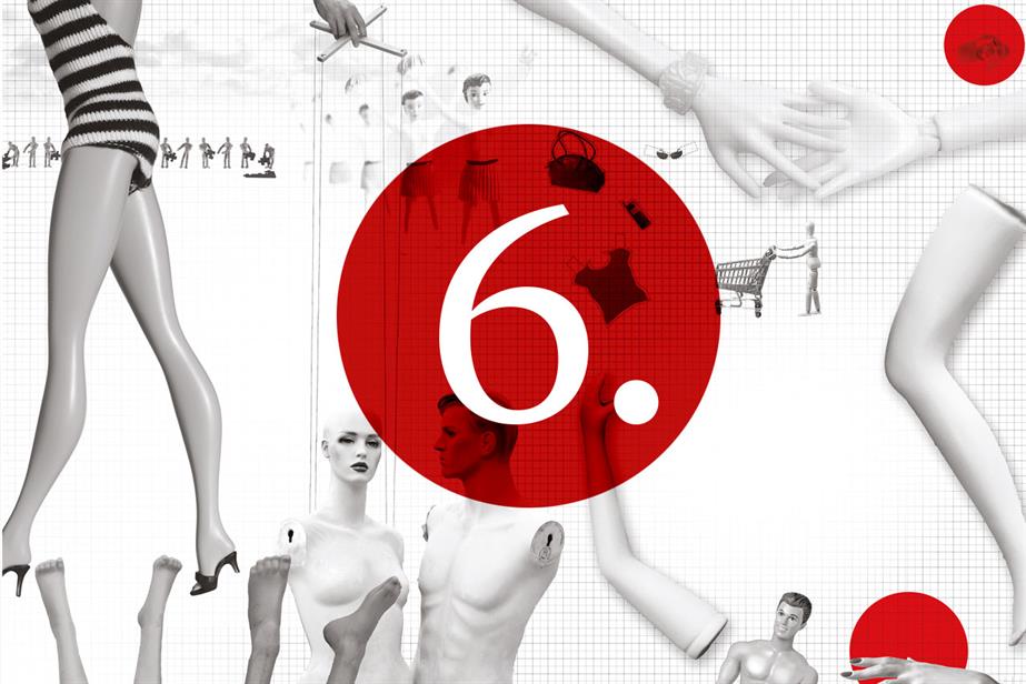 collage of images of mannequins overlaid with number 6 in a red circle