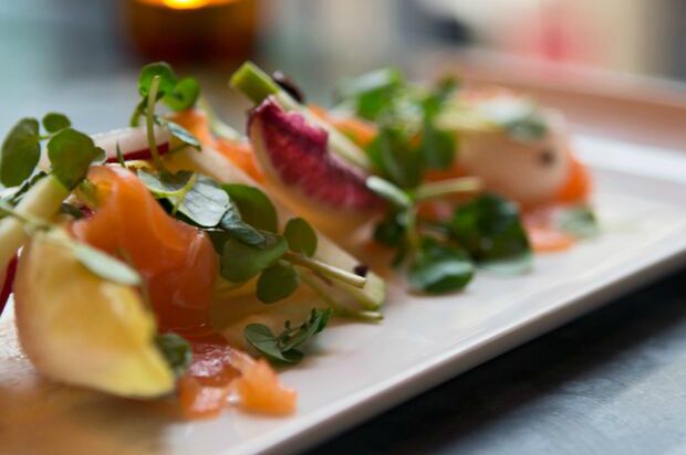 Rabot 1745's menu features cured salmon with cocoa gin jelly
