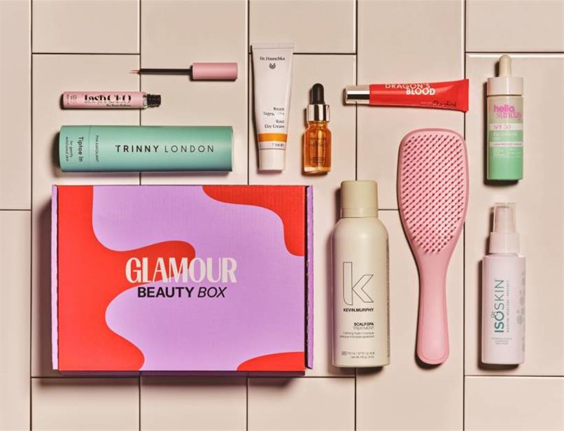 Beauty products on tiles