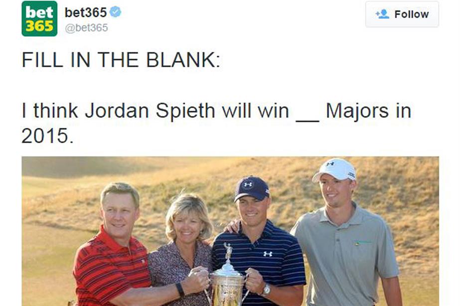 Bet365: tweeted this picture of Jordan Speith (second from right) after he won the golf US Open