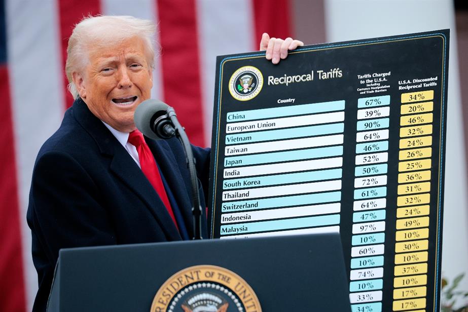 Donald Trump holding up his planned tariffs