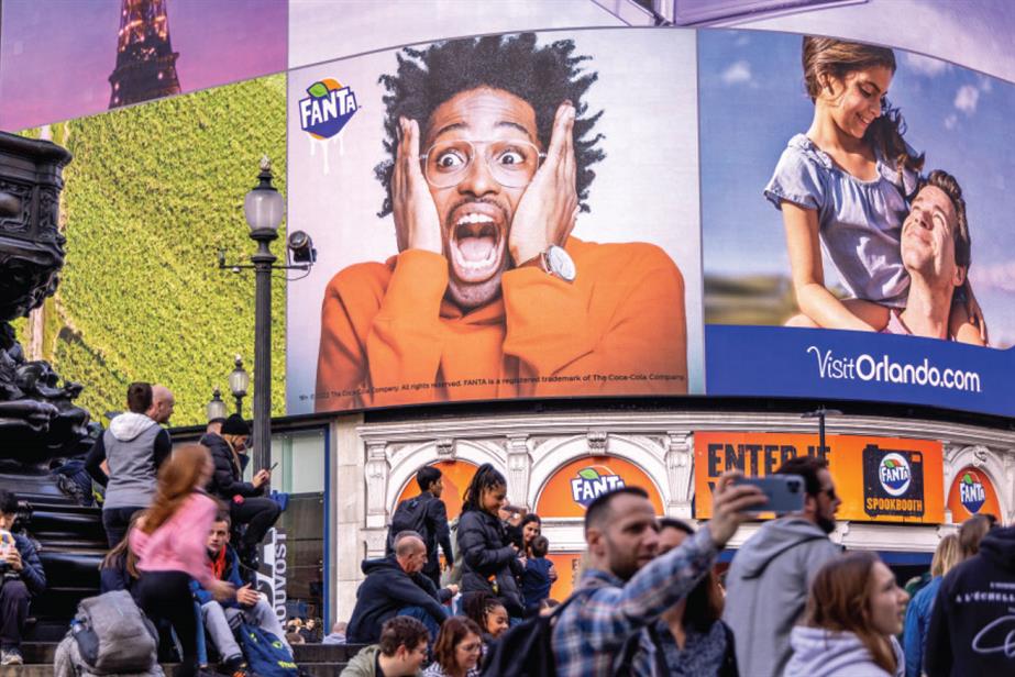 fanta ad at Piccadilly Lights site