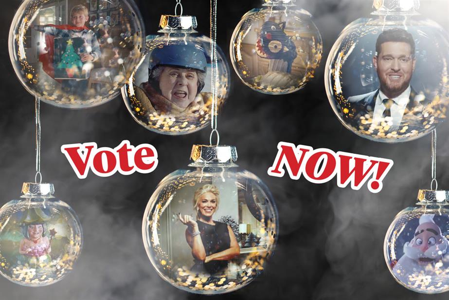 Christmas ad stills in baubles