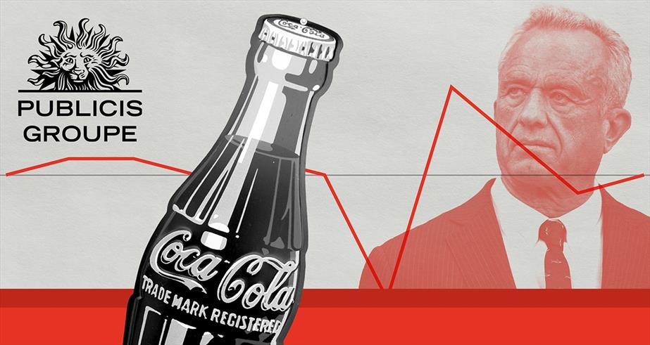 Collage of Publicis Groupe logo, Coke bottle, and RFK Jr.
